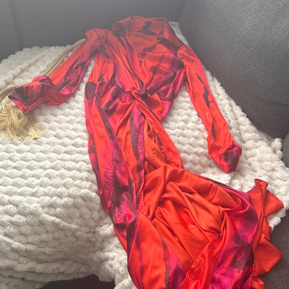 Fashion Nova Red and Pink Maxi Dress